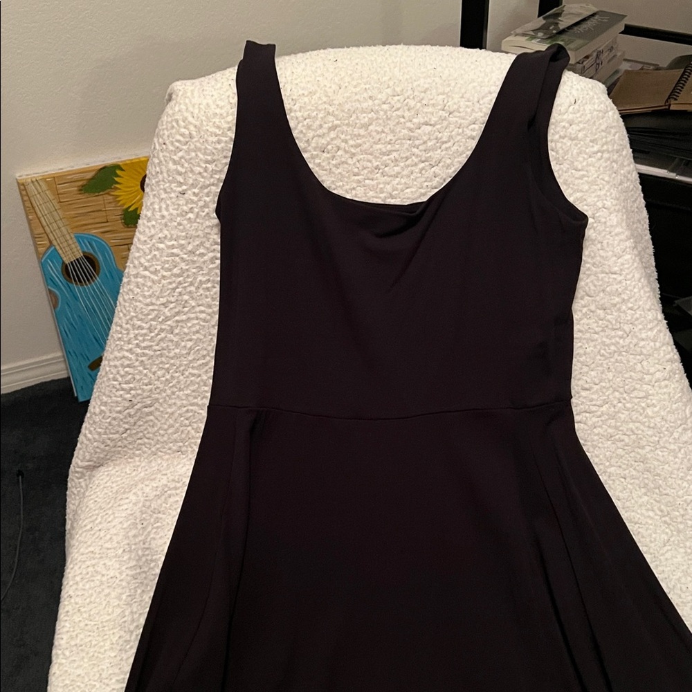 American Eagle black flowy midi dress w/ side split & tank-style straps in L - Picture 4 of 4